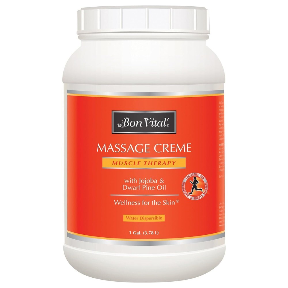 Bon Vital Muscle Therapy Massage Creme Water Dispersible 1 Gallon Open Box Full
