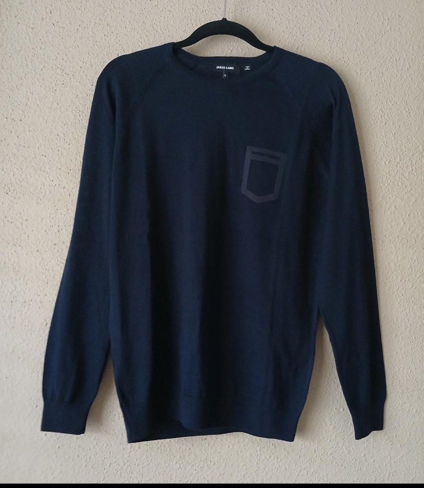Jared Lang Sweater Mens Small Navy Blue Crewneck Pullover Neiman Marcus NWT