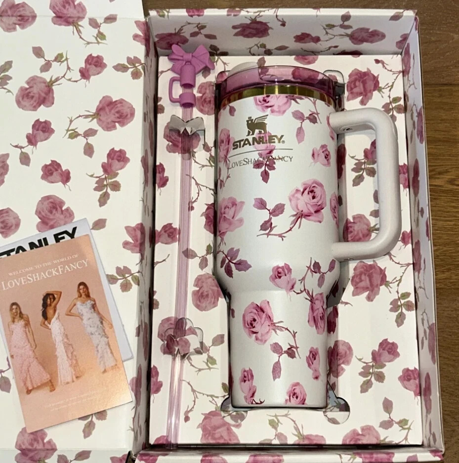 Stanley X Love Shack Fancy 40oz Quencher Tumbler in Ribbon Rosa Pink Limited Edition