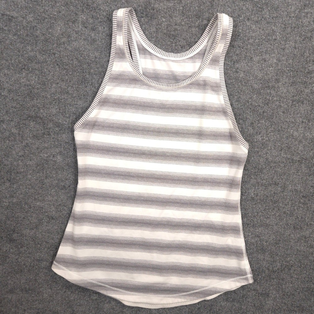 Lululemon Tank Top Womens 2 Gray Striped Racerback Athletic Gym Training Run Jog