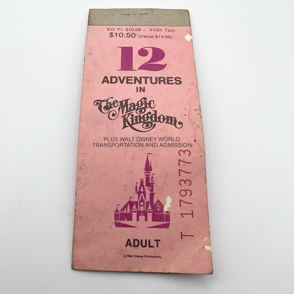 1979 Walt Disney World Magic Kingdom Ticket Book with 12 Adventure Coupons-image