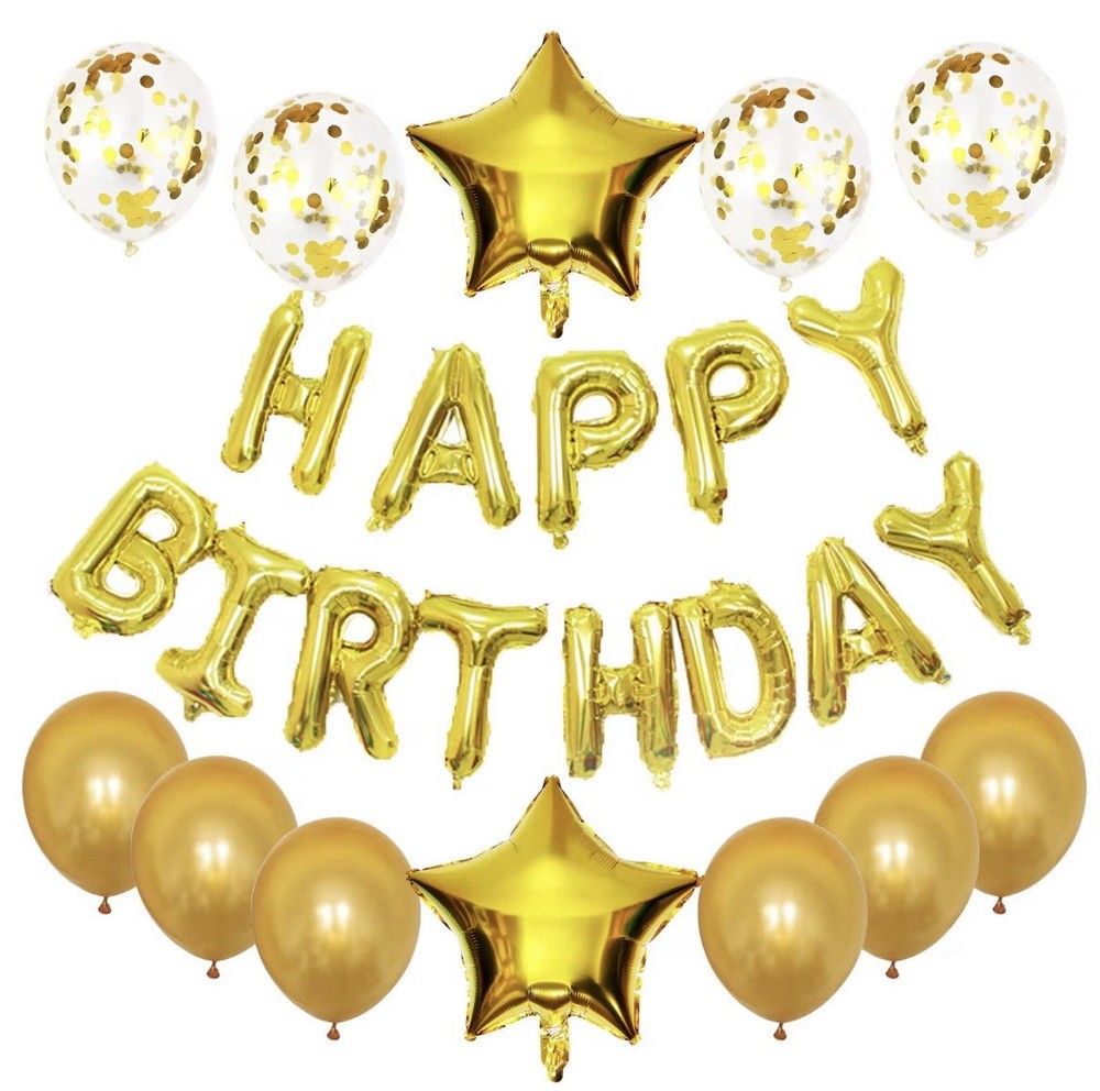 25-Piece Yellow Latex & Foil Birthday Balloon Kit