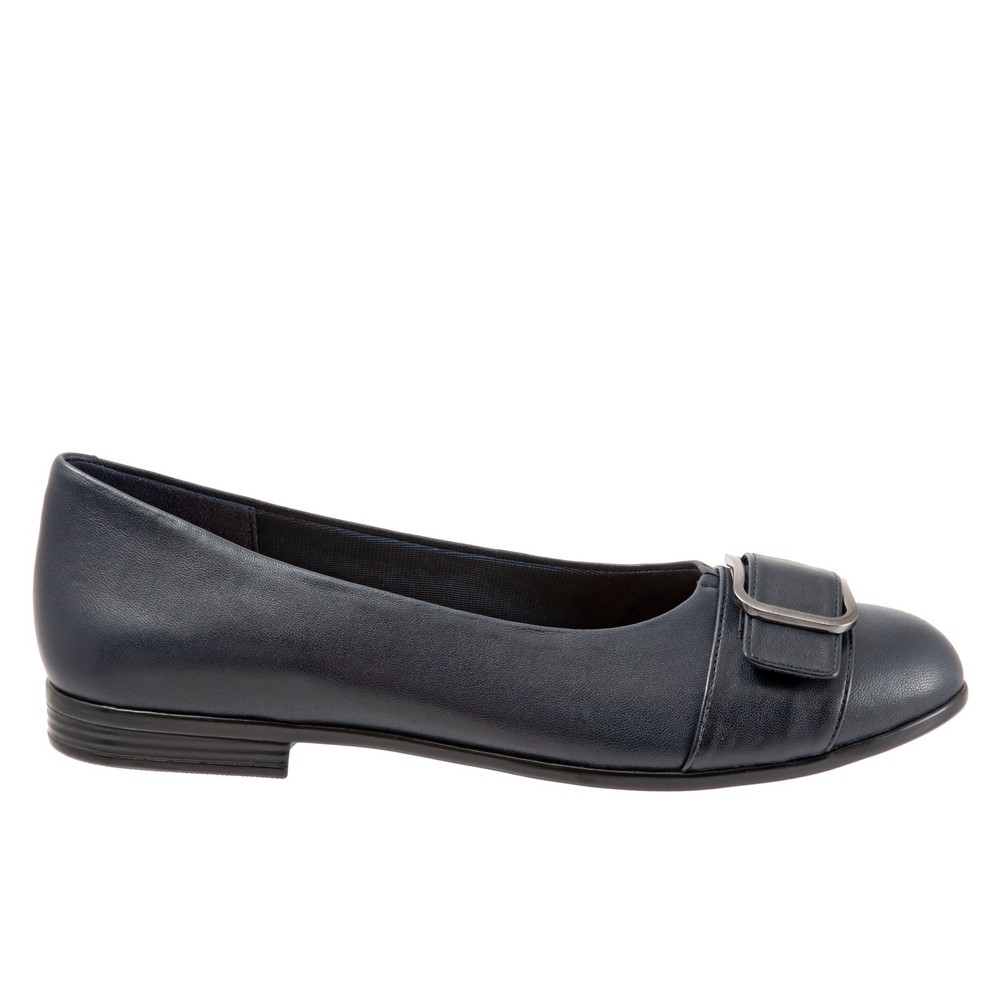 Trotters Aubrey T1850-400 Womens Blue Narrow Leather Ballet Flats Shoes 6.5
