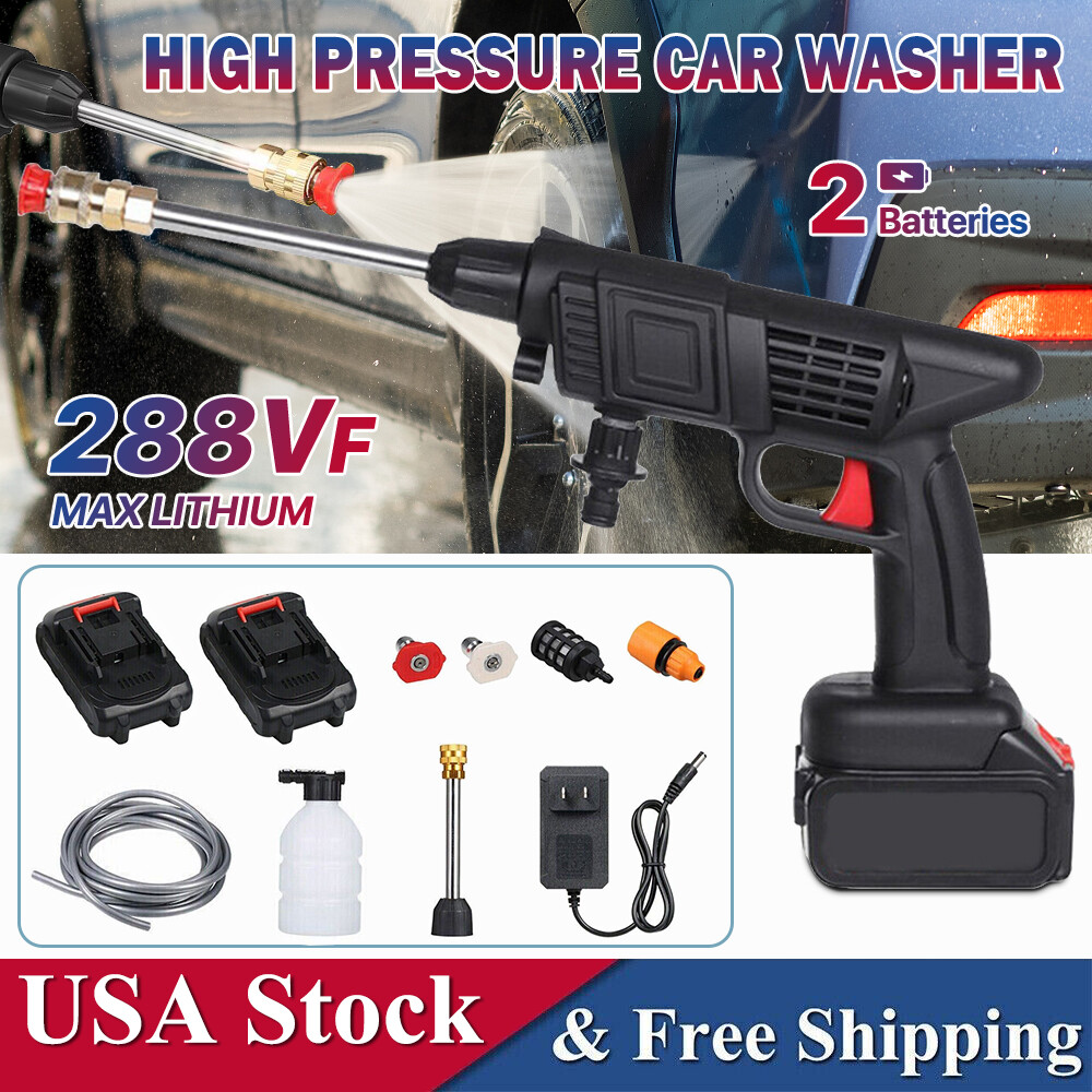 Portable Cordless Electric High Pressure Water Spray Car Gun Washer Cleaner Yard