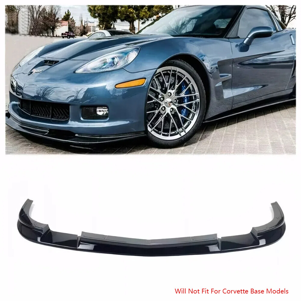 Fits 06-13 Corvette C6 ZR1 Style Glossy Black Front Bumper Splitter Lip Kit
