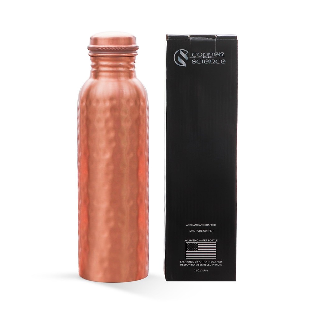 Pure Copper Water Bottle for Drinking 34 oz Large - Ayurvedic Copper Water Bo...