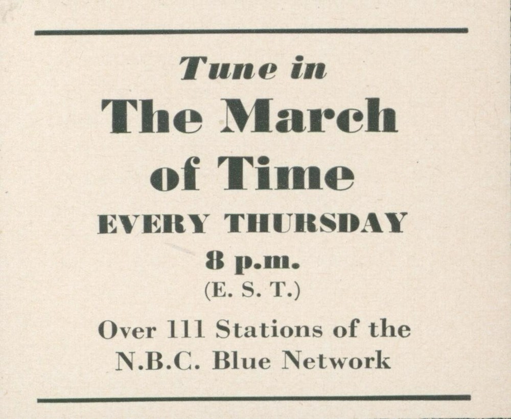 1941 March of Time NBC Blue Network Thursday Tune In Ad L39