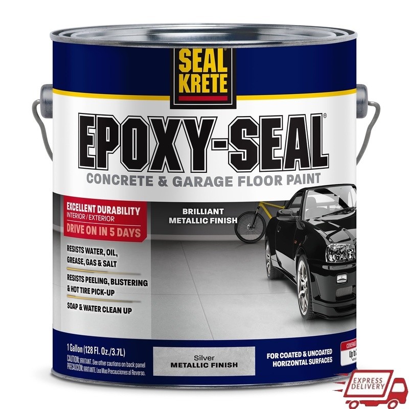 Metallic Epoxy Seal Concrete Floor Paint Durable Self Priming Water Based 1 Gallon