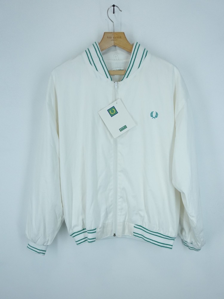 Vintage Fred Perry Jacket Mens Large White Sportswear Tennis Deadstock Retro 90s