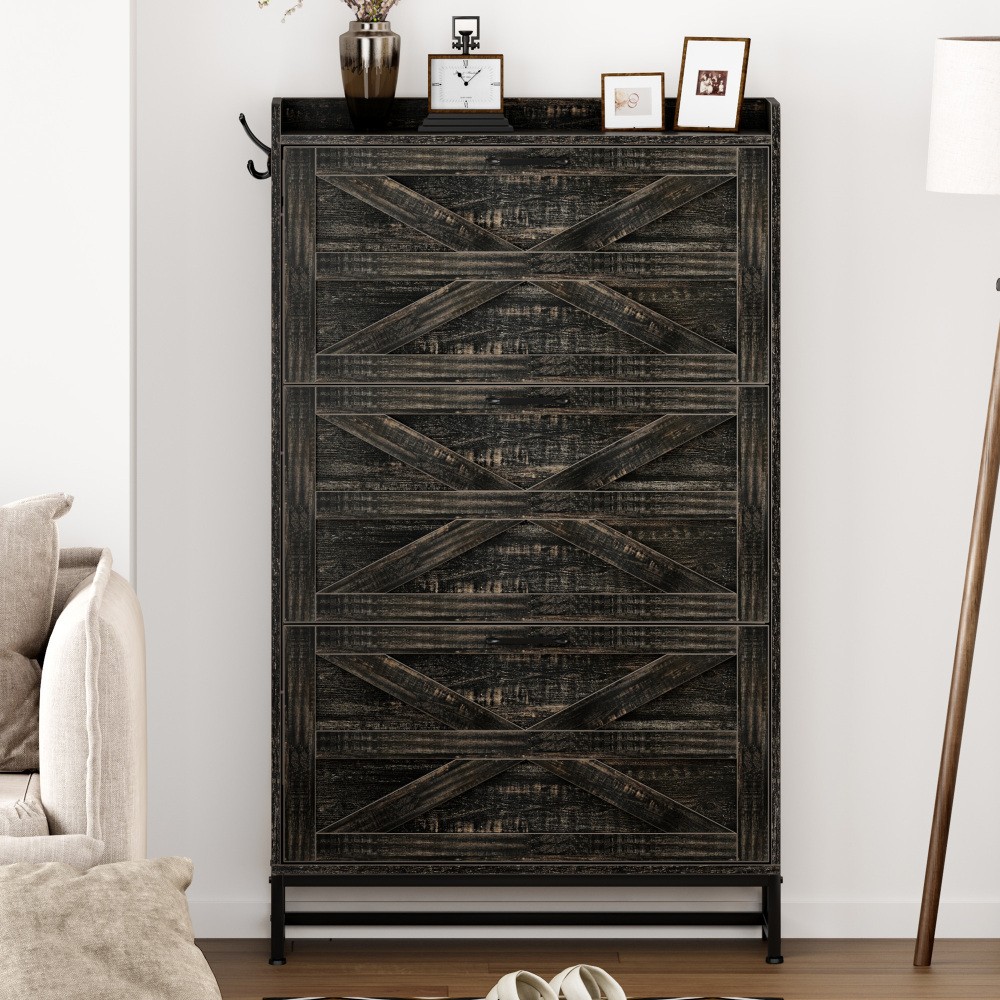 Shoe cabinet with large capacity and three spacious drawers, waterproof