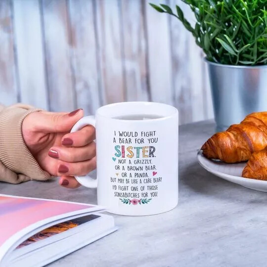 Best Friend Bear Fight Coffee Mug Sister Bestie Funny Giftable Design