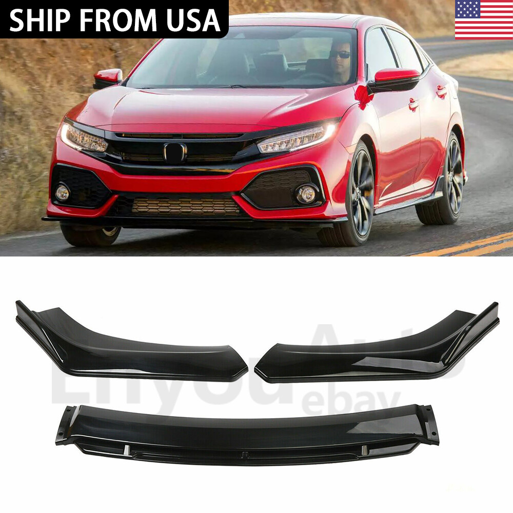 Universal Front Bumper Lip Spoiler Splitter gloss black Under Panel Diffuser