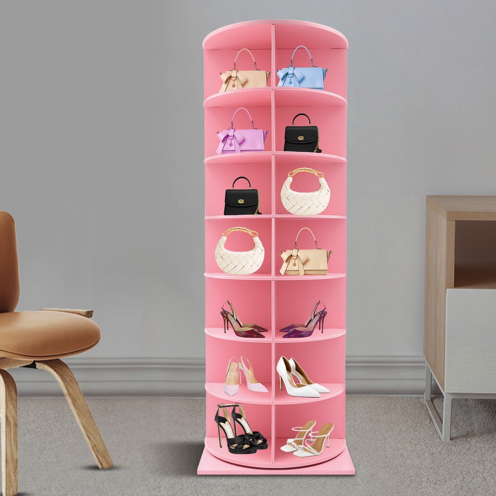 7-Tier Rotating Shoe Rack Tower, 360° Spinning Shoe Display Closet Organizer