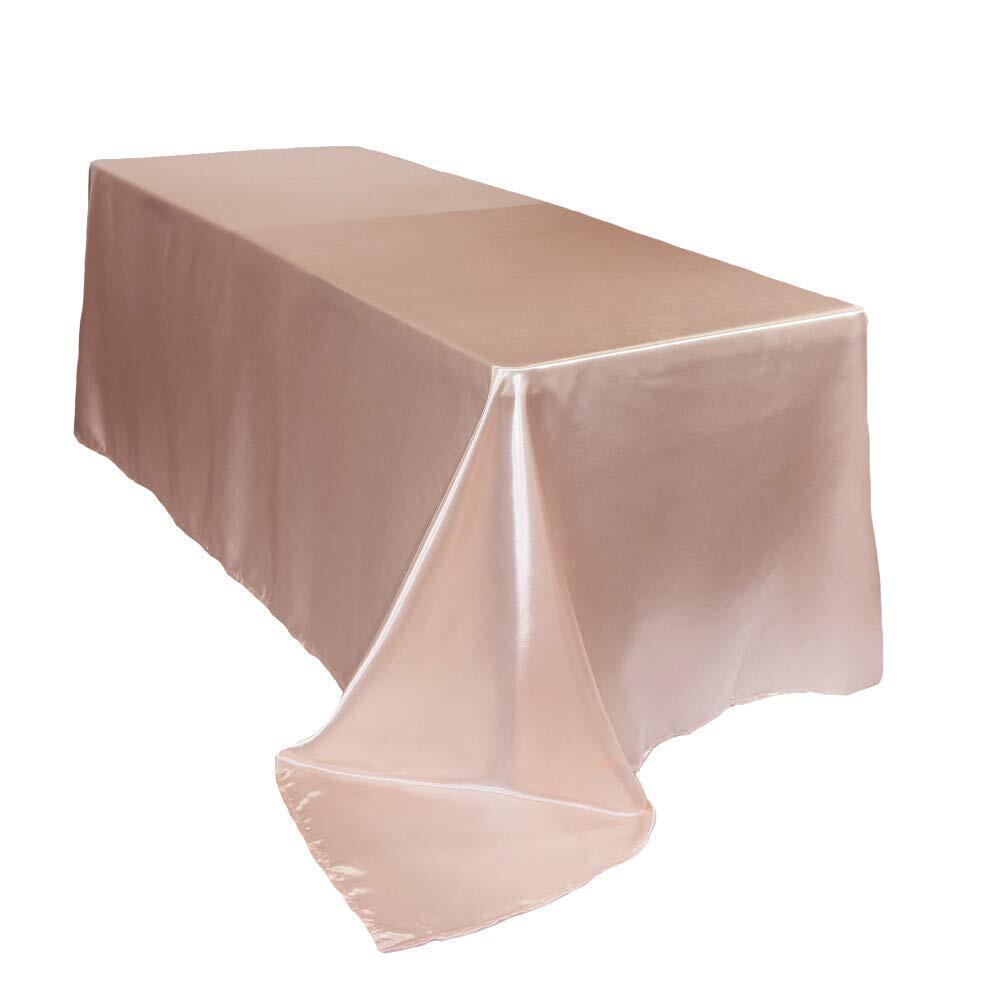 Ers 90 X 132 Inch Rectangular Satin Tablecloth Blush Rectangle Shiny Satin Table
