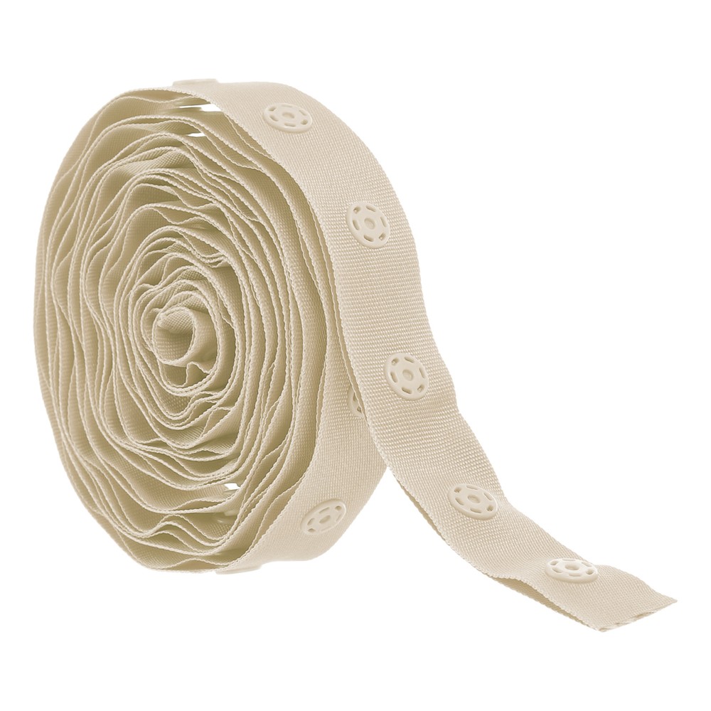 2 Yard 18mm Cotton Snap Button Tape Fastener Trim in Khaki