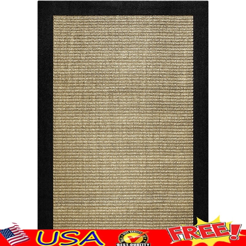 Faux Sisal 7x10 Non-Slip Indoor Rug Stain Fade Resistant Border Design