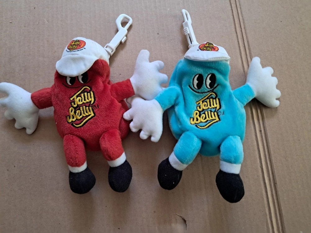 Vintage 2000 Jelly Belly Time Capsule Plush Keychain in Raspberry & Berry Blue