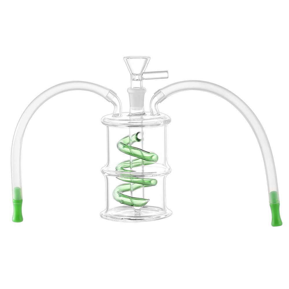 4-Inch Double Portable Glass Bong with 10mm Bowl for Smoking