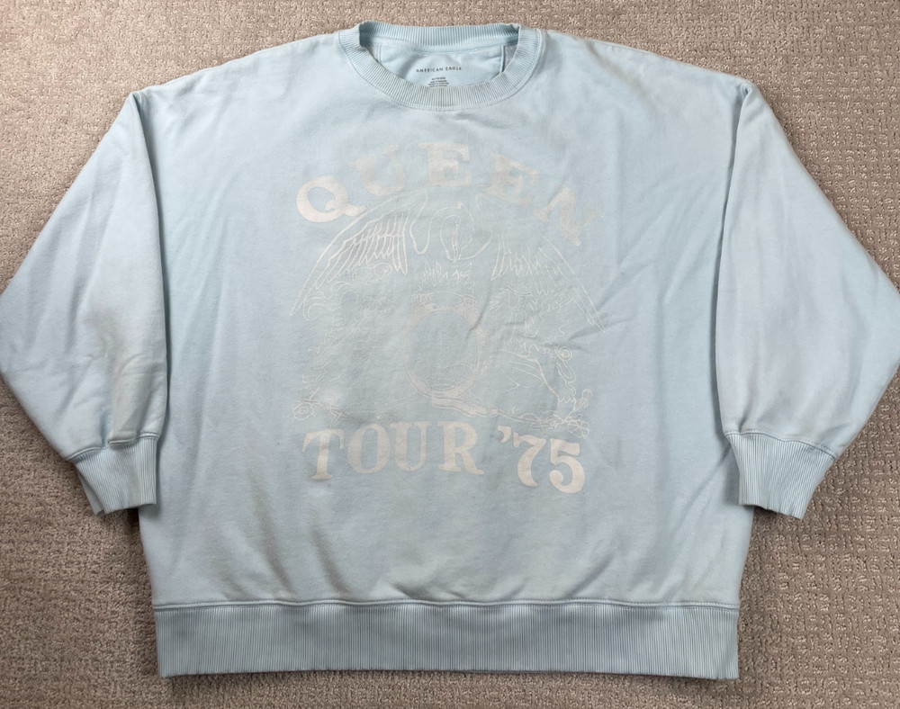 American Eagle Sweatshirt Womens XL Queen Tour 1975 Blue Crewneck Pullover Retro