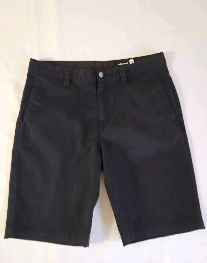 Volcom Men's Vmonty Flat Front Stretch Chino Shorts Black Size 33