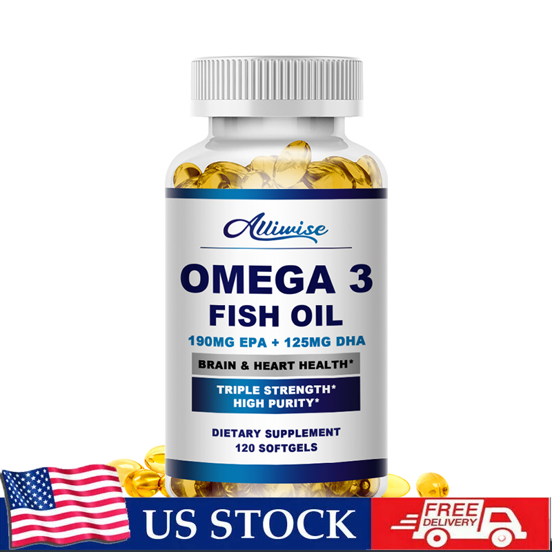 120pcs Triple Strength Omega 3 Fish Oil Capsules with EPA DHA High Potency