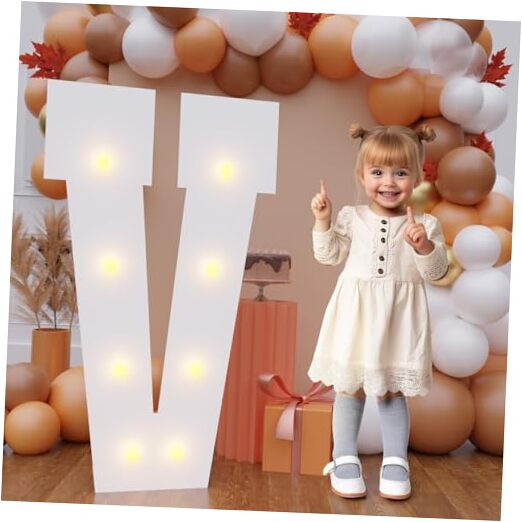 3FT Marquee Letters, Large Light Up Letters for Birthday Wedding Letter V