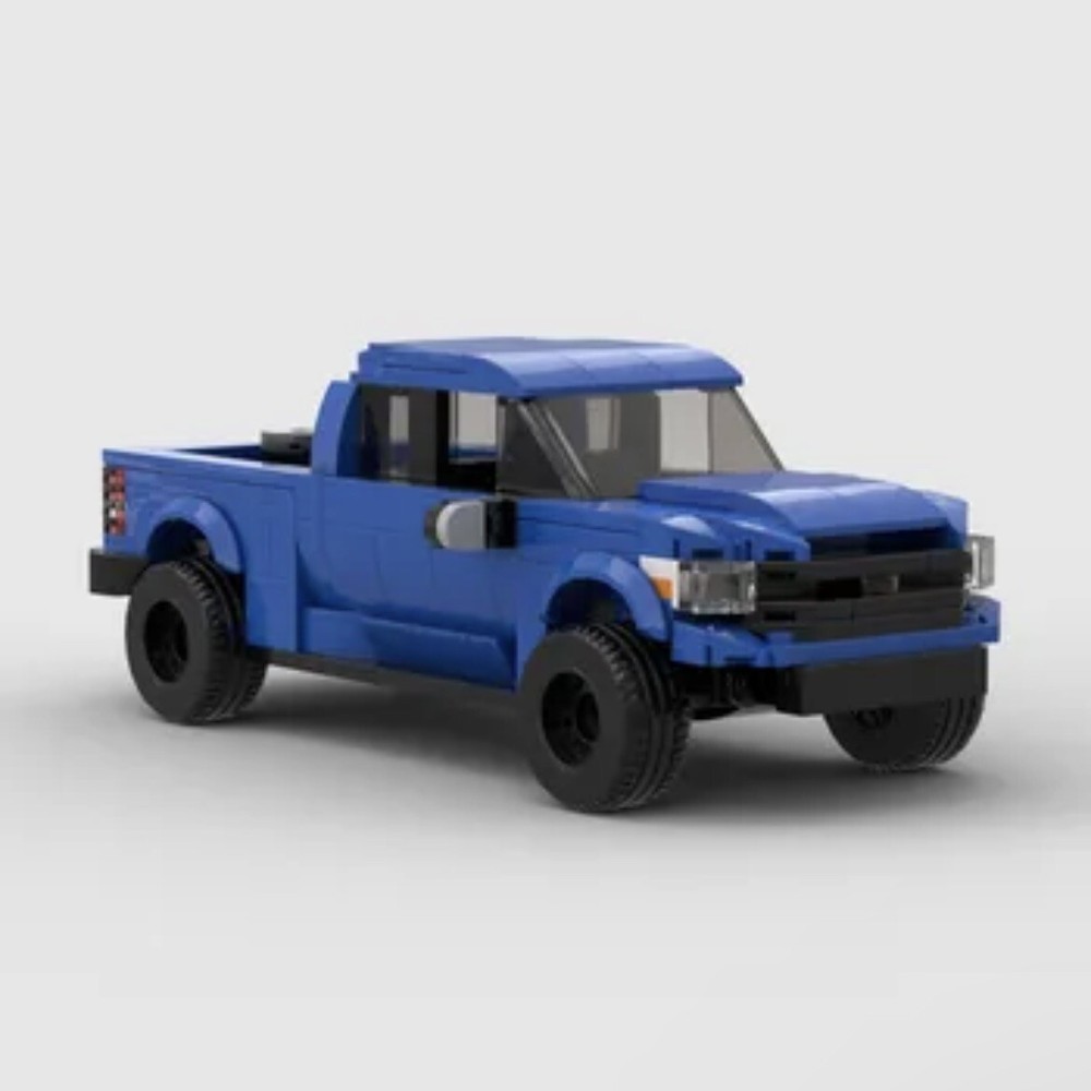 Brick Works Blue Ford F-150 Raptor Pick up Truck MOC LEGO Building Bricks