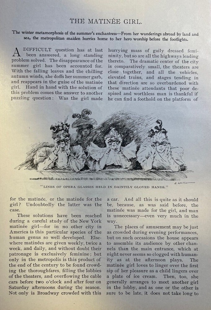 1897 Matinee Girls Theater Fans illustrated