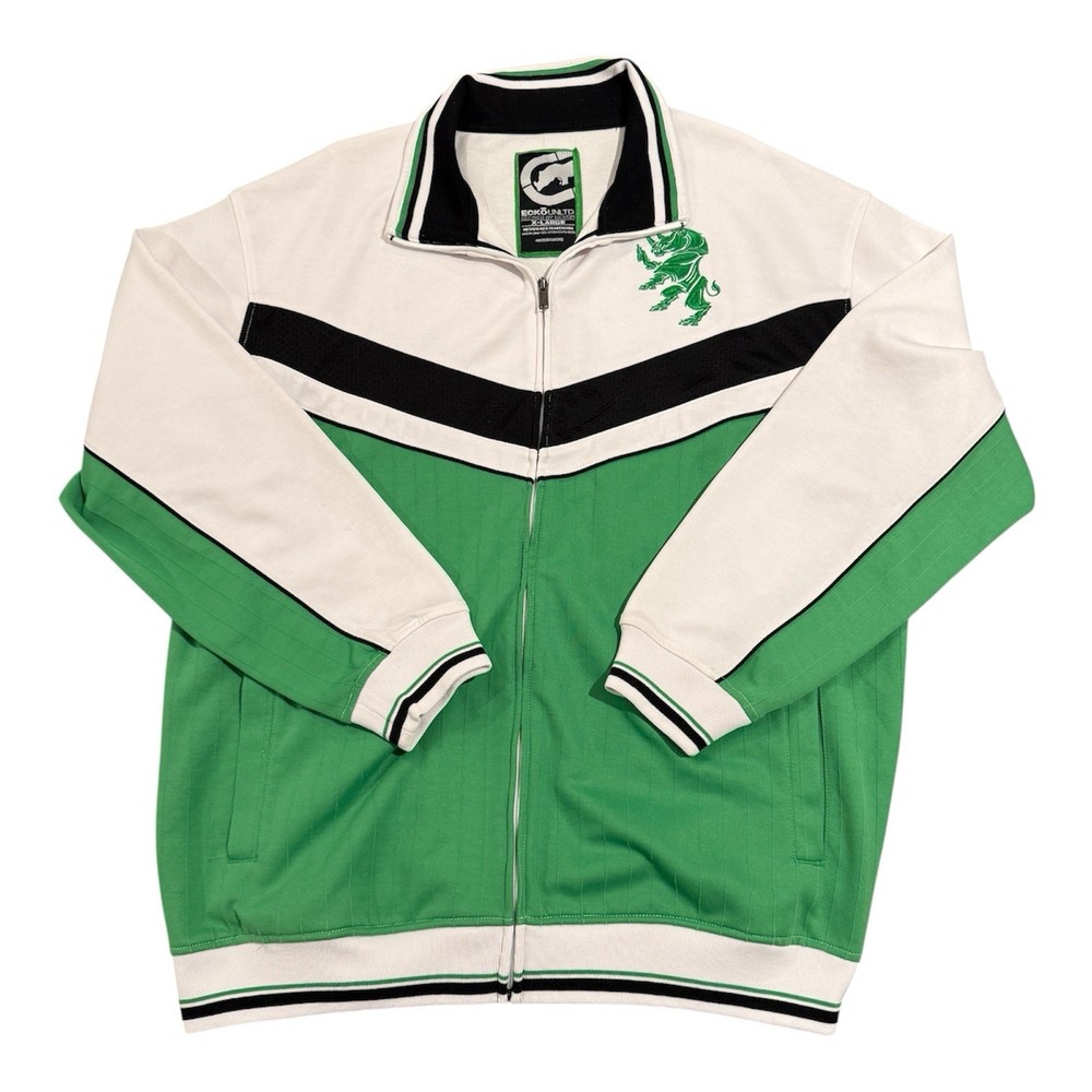 Vtg Ecko Unltd Track Jacket Men’s Size XL Full Zip Streetwear Rhino Green Y2K