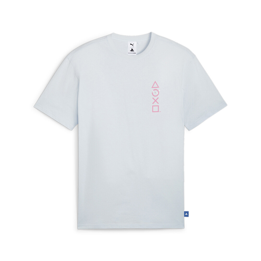 Puma Playstation X Elevated Logo Crew Neck Short Sleeve T-Shirt Mens Grey Casual