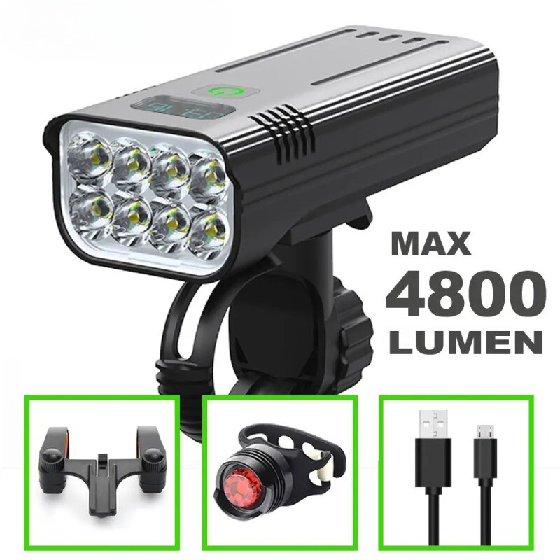 USB Rechargeable MTB Bike Light Set with 2 Flashlights and Holders