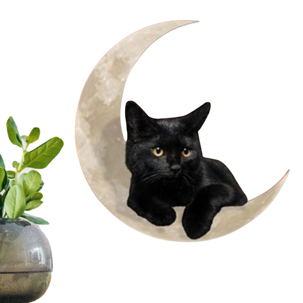 Cat Moon Metal Wall Art Metal Black Cat And Moon Wall Art Ornament Decor 11.8 In