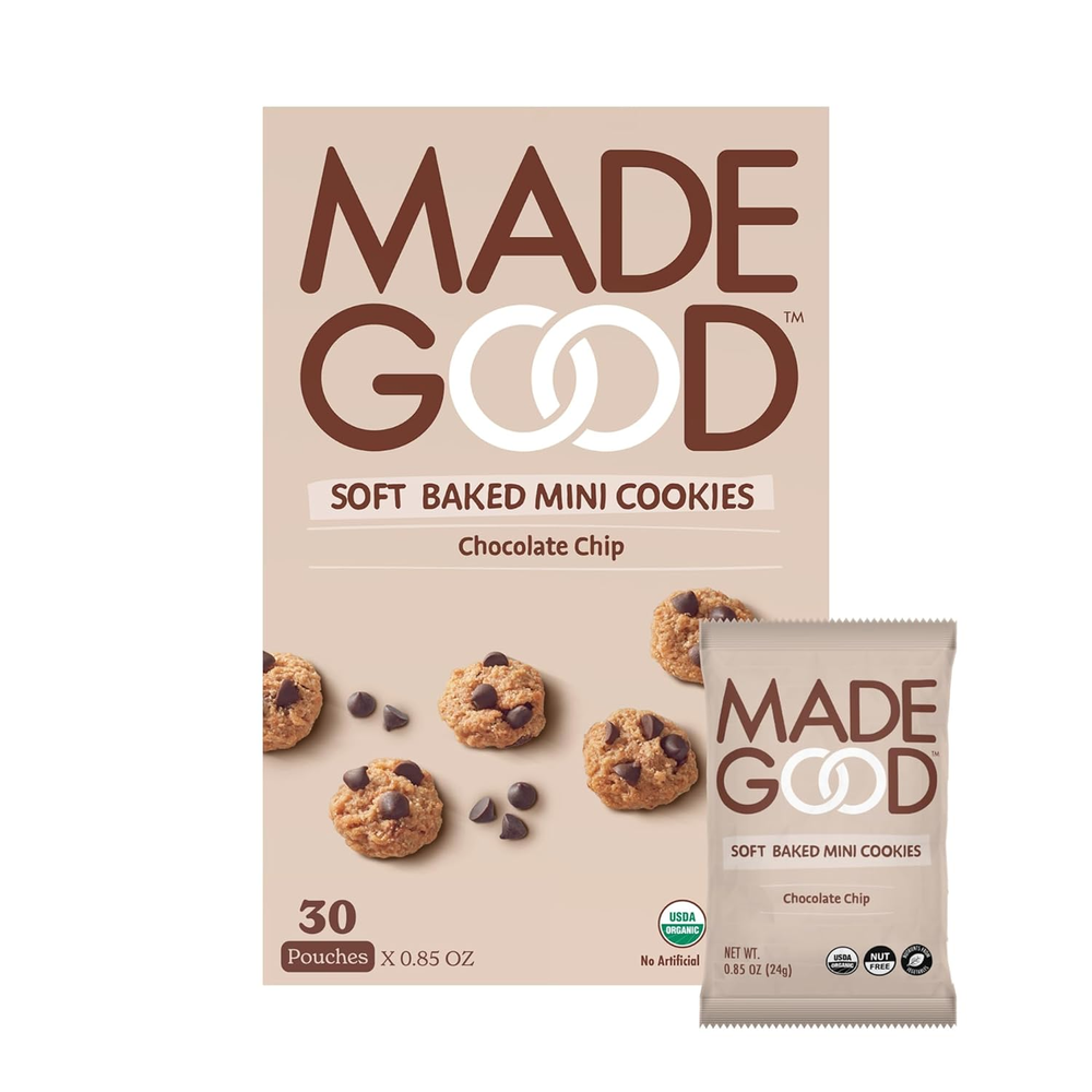 Soft Baked Chocolate Chip Mini Cookies, Gluten Free & Safe for School Snacks, 30