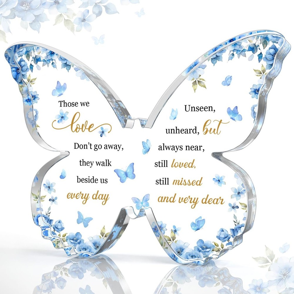 Sympathy Gifts for Loss of Loved One - 5x3.8x0.5 Inch Butterfly Acrylic Plaqu...