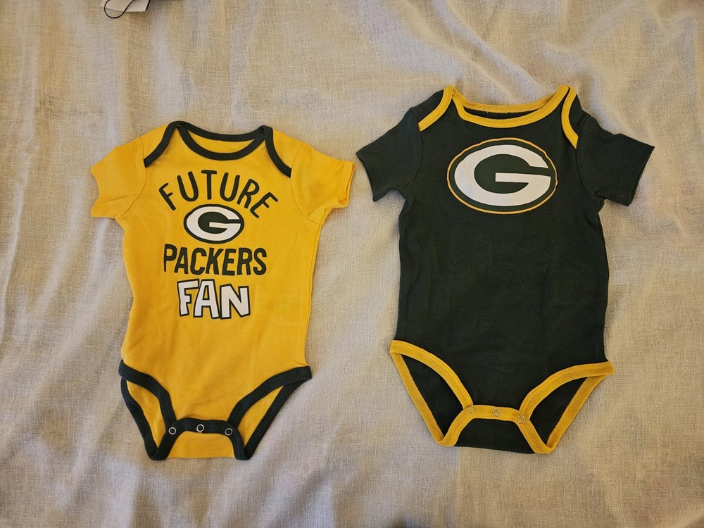 Green Bay Packers NFL One Piece- 1 Green & 1 Yellow Included - Infant 3/6 Month