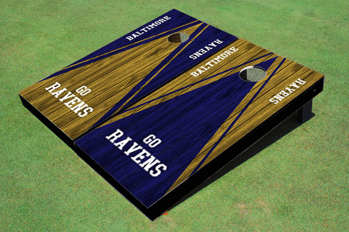 Baltimore Ravens Alternating Wood Look Triangle Cornhole Boards - NFL