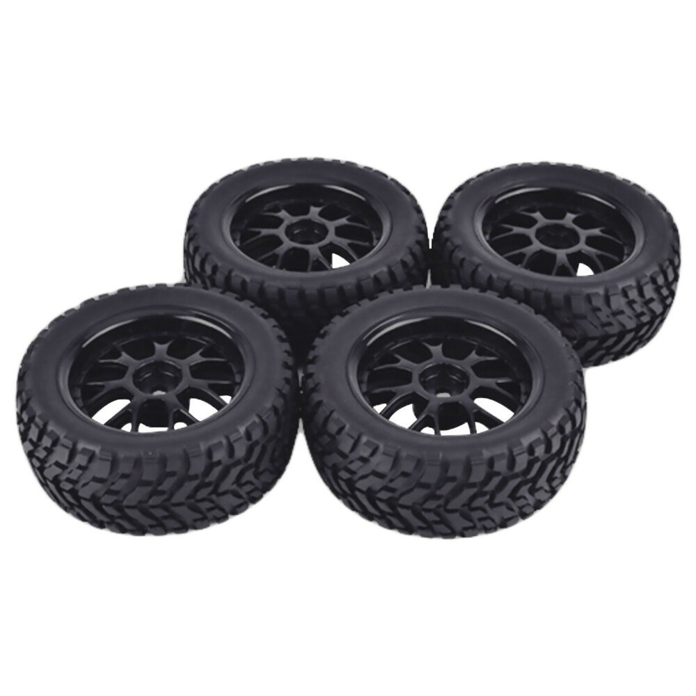 4Pack 1:10 75mm RC Racing Car Rubber Rally Car Wheel Rim & Tires Hex For HSP HPI
