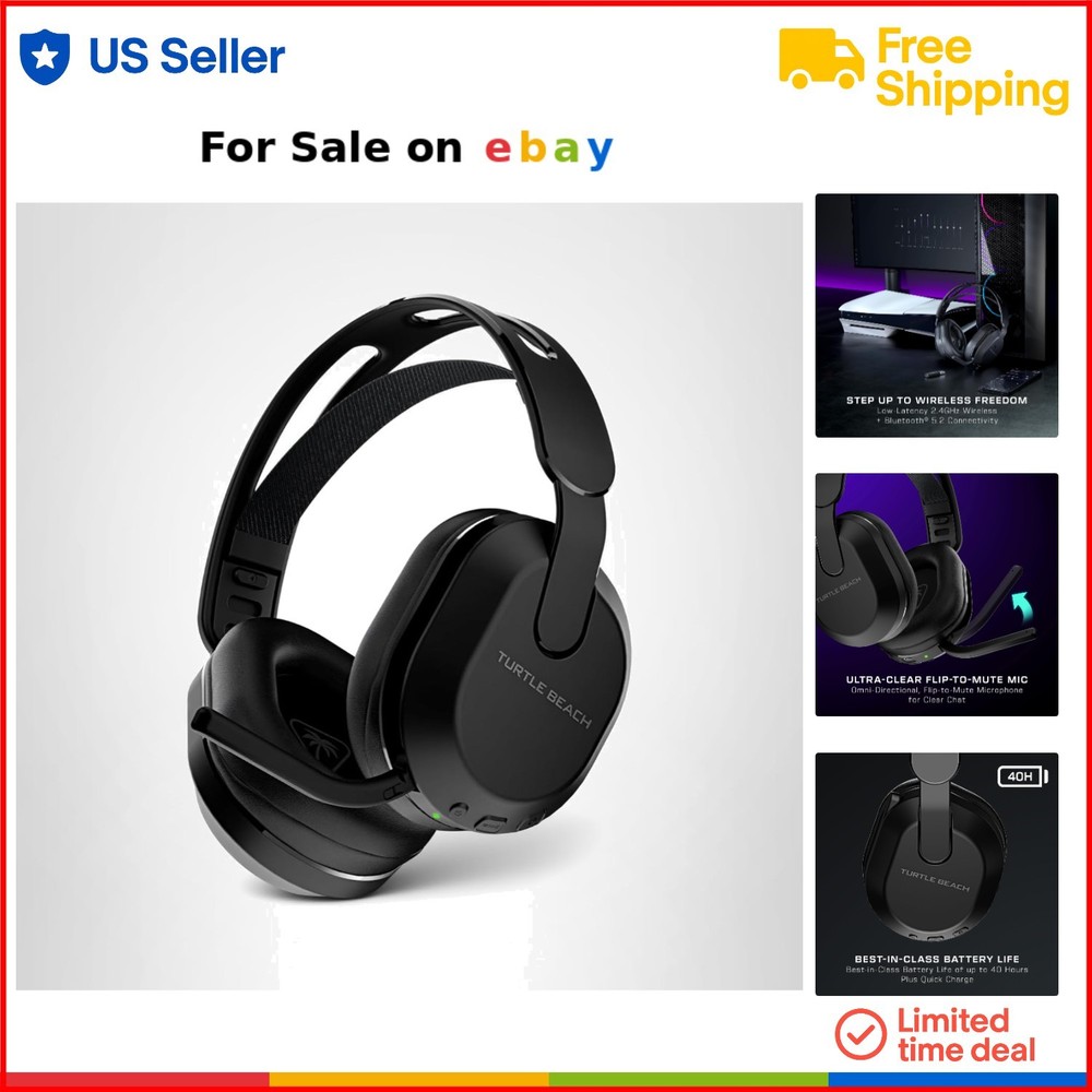 Wireless Gaming Headset Over Ear 40mm Drivers Bluetooth 5.2 for PS4 PC Mobile