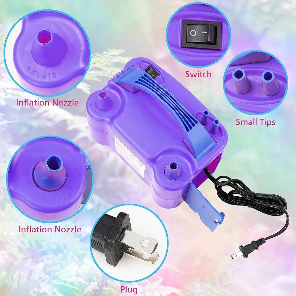 Electric Air Balloon Pump, Portable Dual Nozzle Electric Balloon Inflator for Pa
