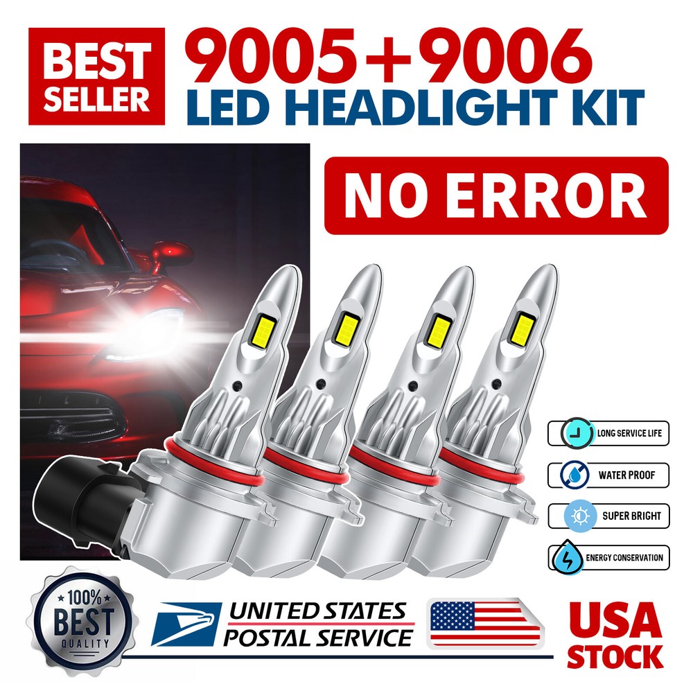 For Chevrolet Suburban 1500 2500 9005 9006 LED Headlight Bulbs Combo Hi Low Beam