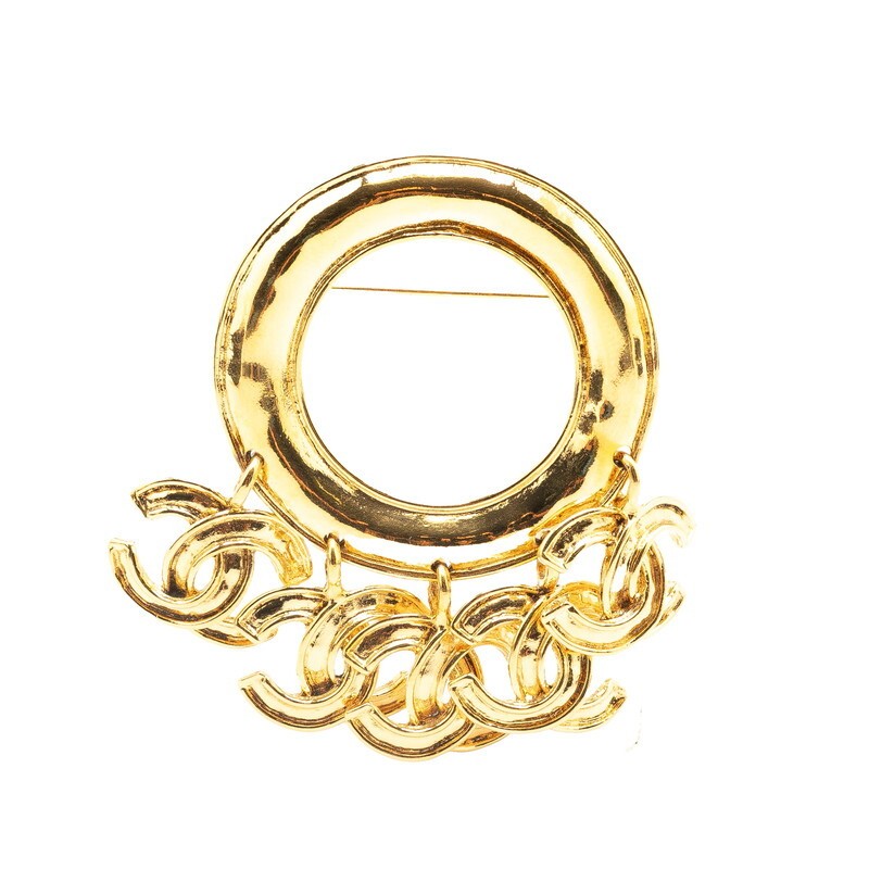 Vintage Chanel Coco Mark Gold Plated Brooch 772331