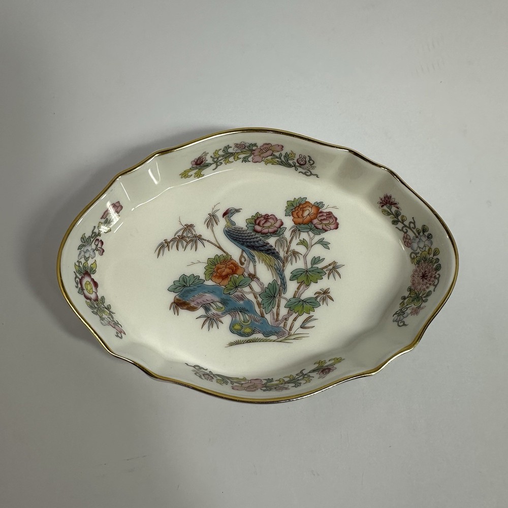 Vintage WEDGWOOD Bone China England KUTANI CRANE Oval Pin Trinket Dish Tray