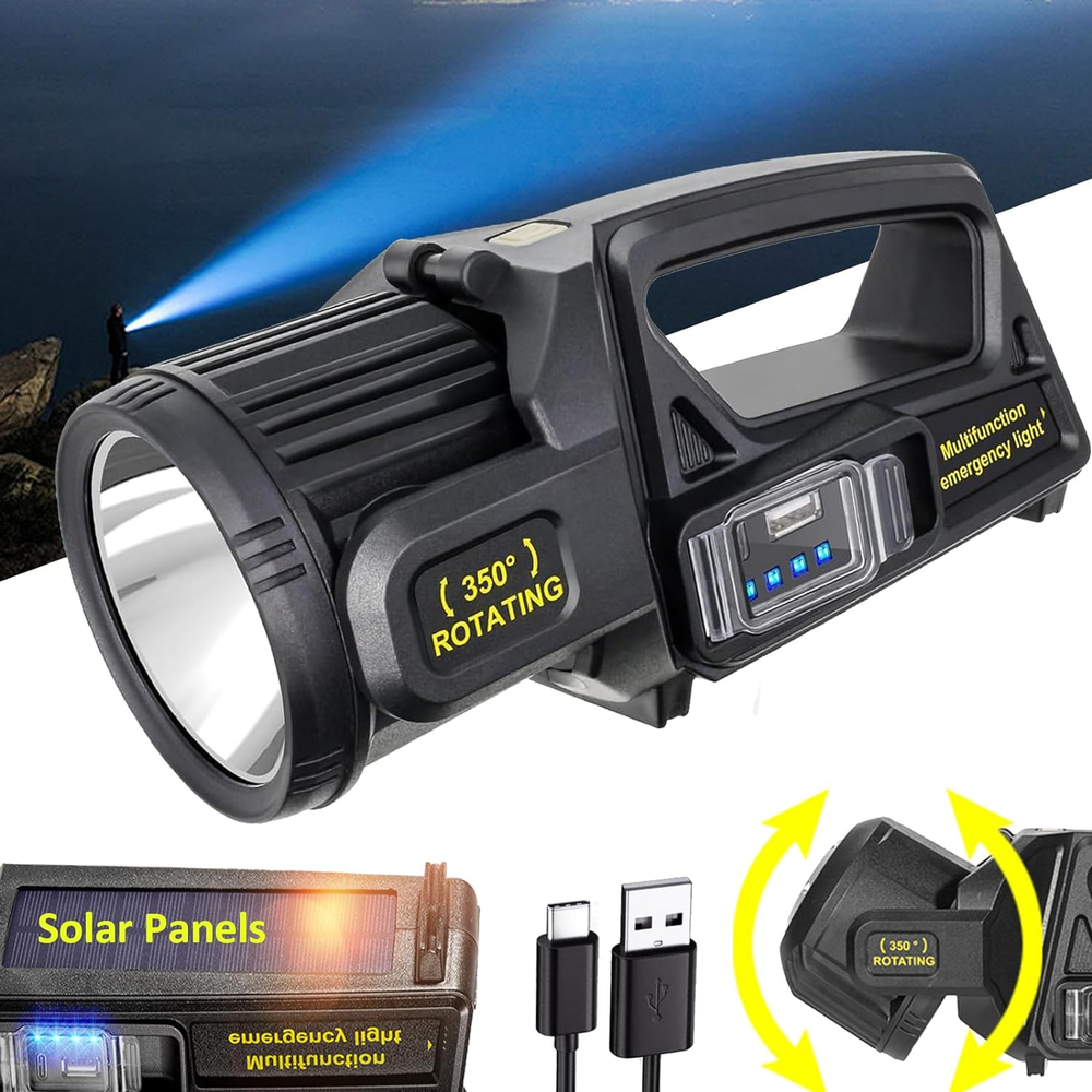 Rechargeable Spotlight, 2,000,000 Lumens Led Solar Spot Lights Outdoor Handheld