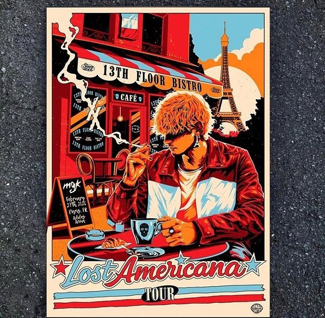 NEW! Machine Gun Kelly MGK Lost Americana Tour 2026 Paris France Show Poster