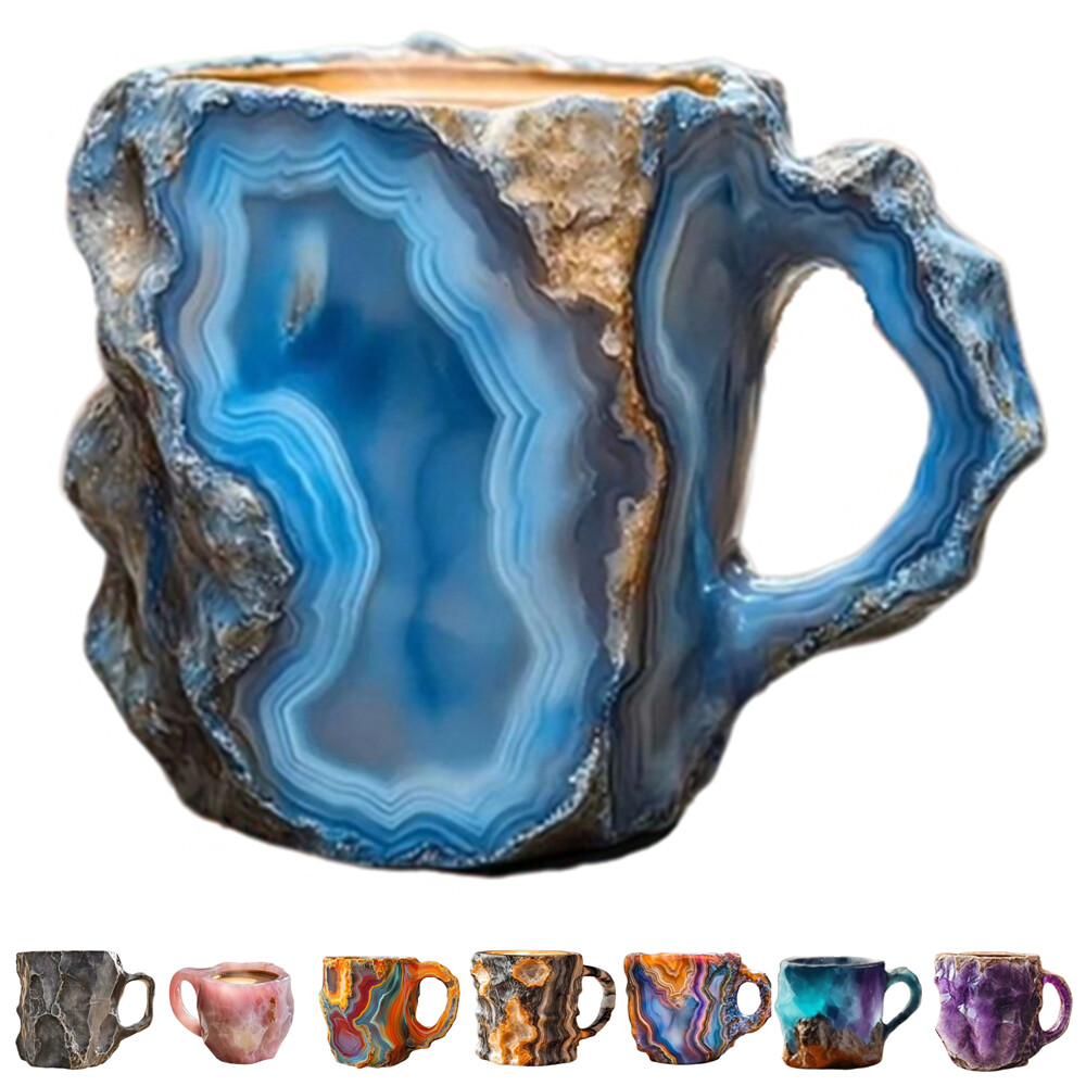 2025 Natural Mineral Crystal Coffee Mugs with Elegant Stone Design