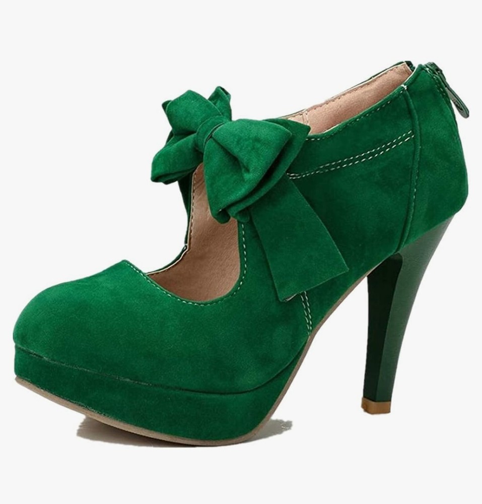 Women's Size 8.5 US Platform High Heels with Bow Back Zipper Open Box Excellent Condition