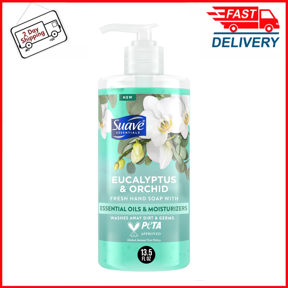 Suave Essentials Liquid Hand Soap, Refreshing Eucalyptus & Orchid, 13.5 fl oz