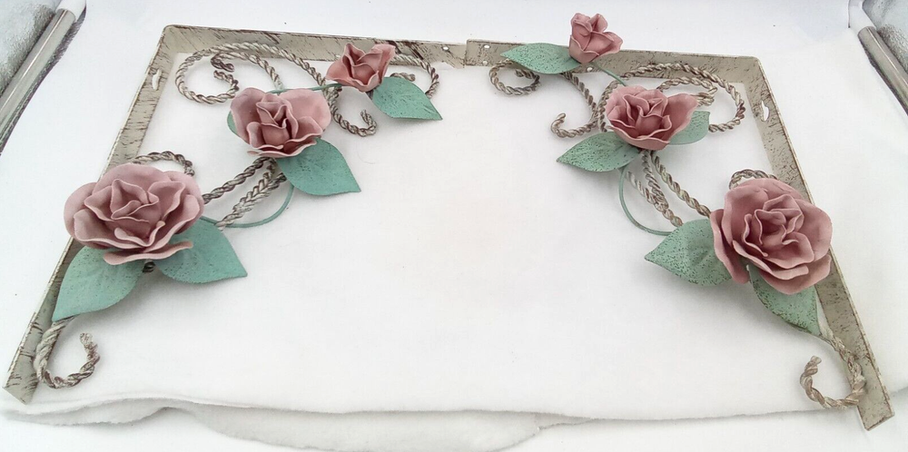 Shabby Chic Pink Floral Metal Shelf Brackets Set of 2