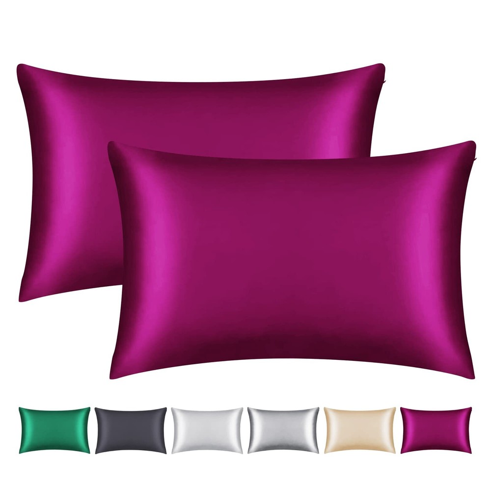 100% Mulberry Silk Pillowcase 2 Pack for Hair and Skin,with Zipper,Both Sides...