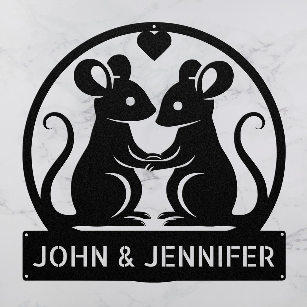 Personalized Couple Mouse Metal Sign Custom Wall Art Decor Gift for Mouse Lovers